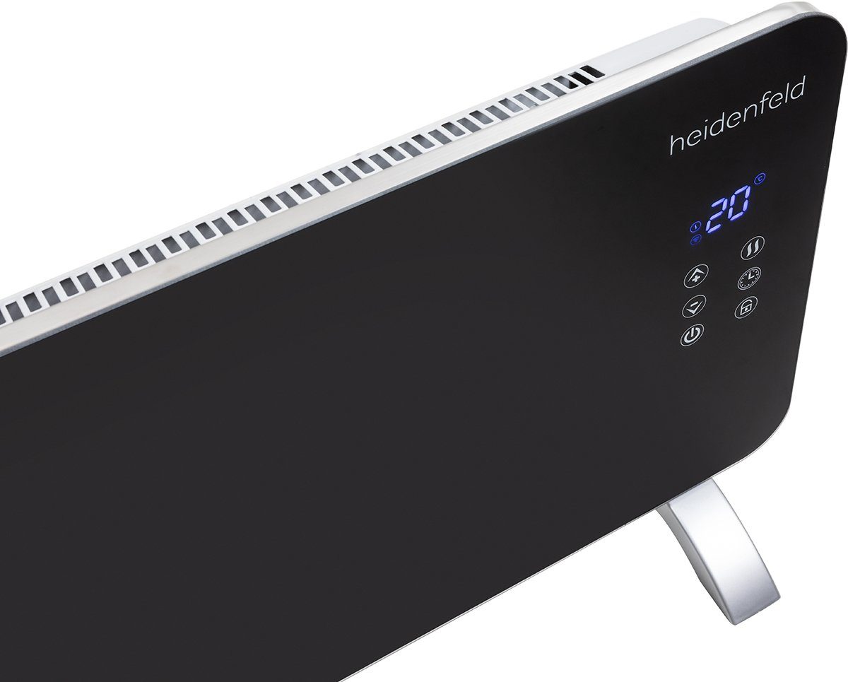 Heidenfeld Konvektor Glaskonvektor GK200 - 2000 W inkl. 3 Jahre Garantie Heizgerät, 2000 W, Elektro Heizung - LED-Bedienfeld und Fernbedienung - Kindersicherung