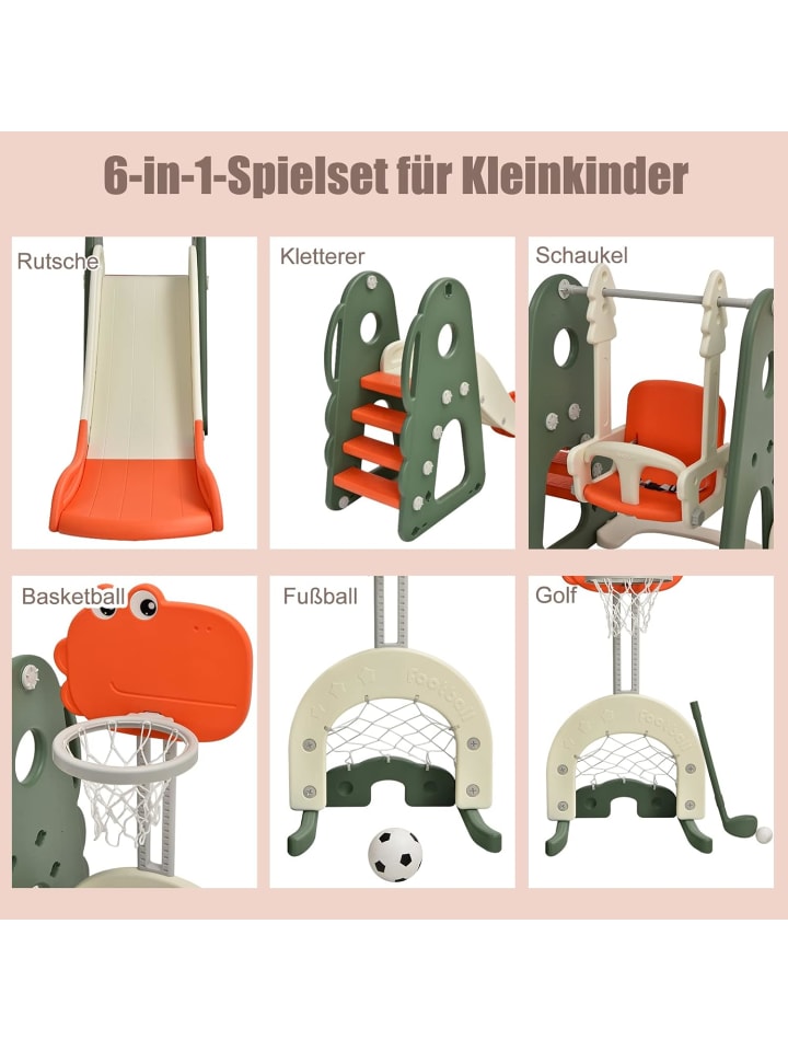 COSTWAY 6 in 1 Spielplatz in Orange günstig kaufen onesize