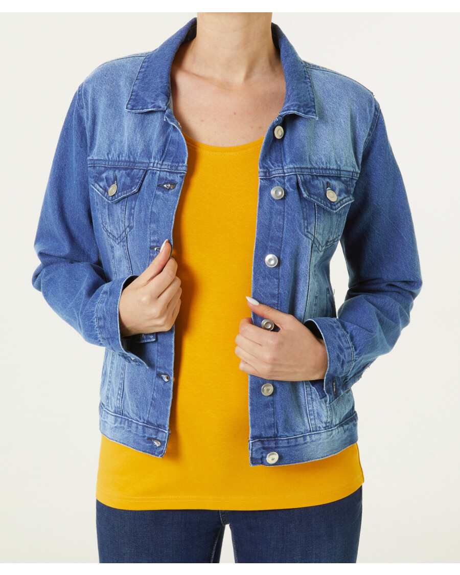 Jeansjacke mit Waschungseffekten