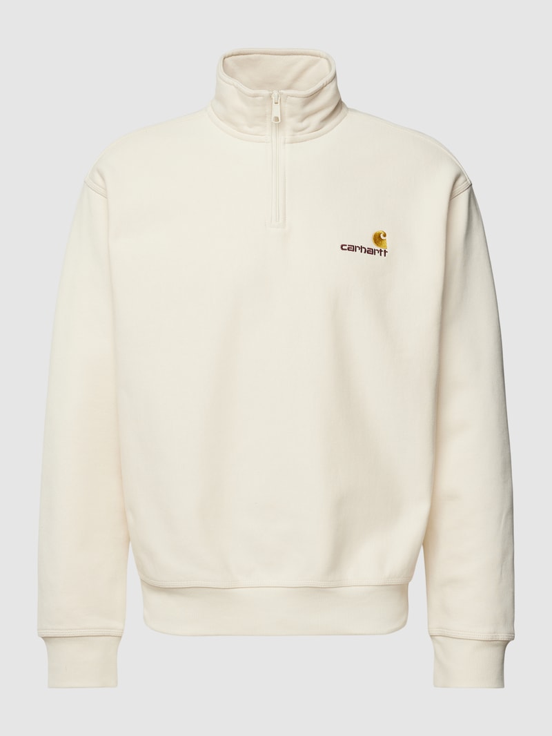 Sweatshirt mit Troyer-Kragen Modell 'AMERICAN SCRIPT' in sand