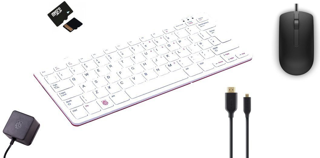 MegaComputerWorld Raspberry Pi400 4GB / Maus / Netzteil / 16GB micro SD / HDMI Kabel Mini-PC (4GB GB RAM)
