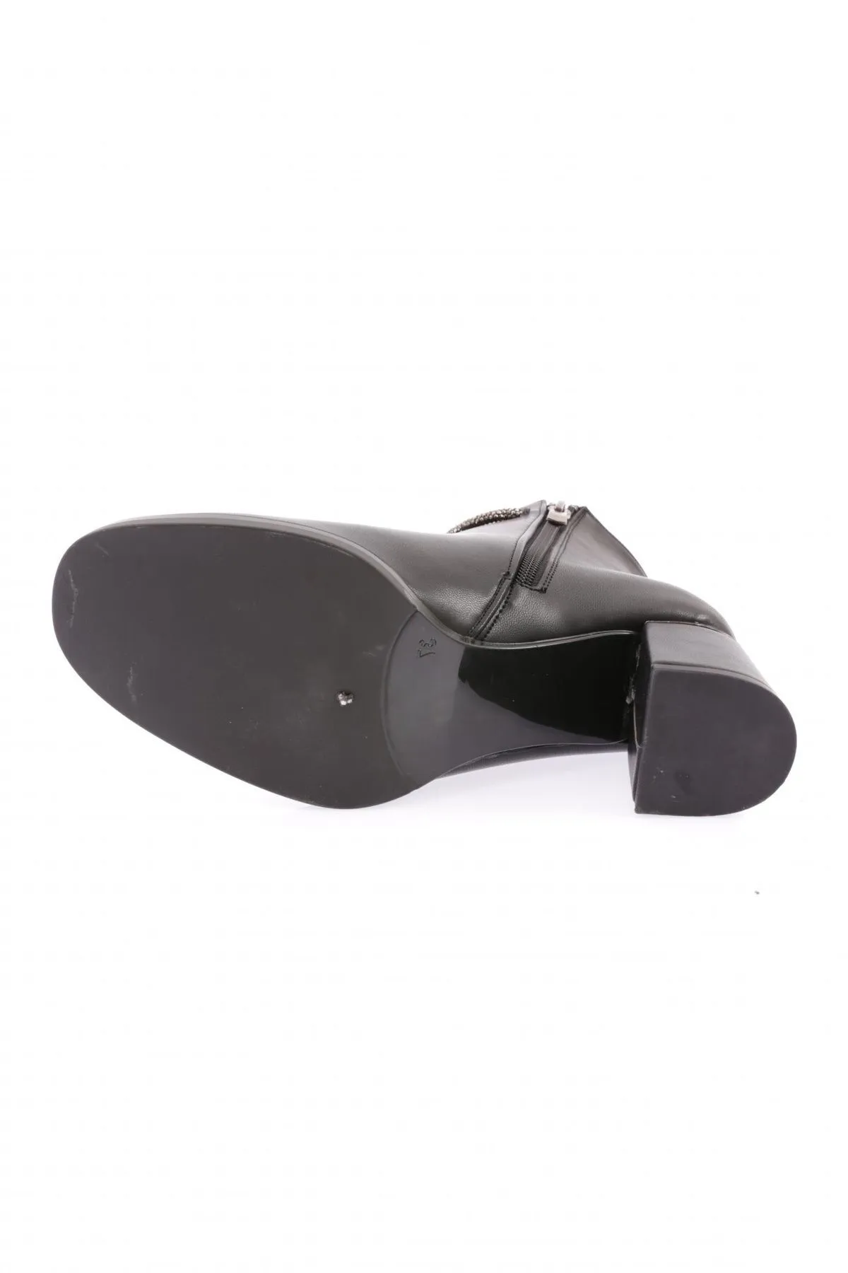 DGN  Schwarze Damenstiefel mit Absatz, Modell 407, Siler Stone, seitlicher Reißverschluss