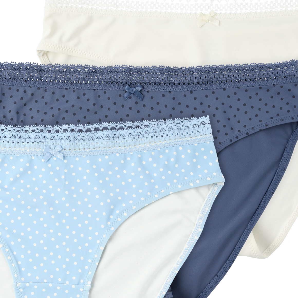 3 Damen Slips mit Spitzenbund