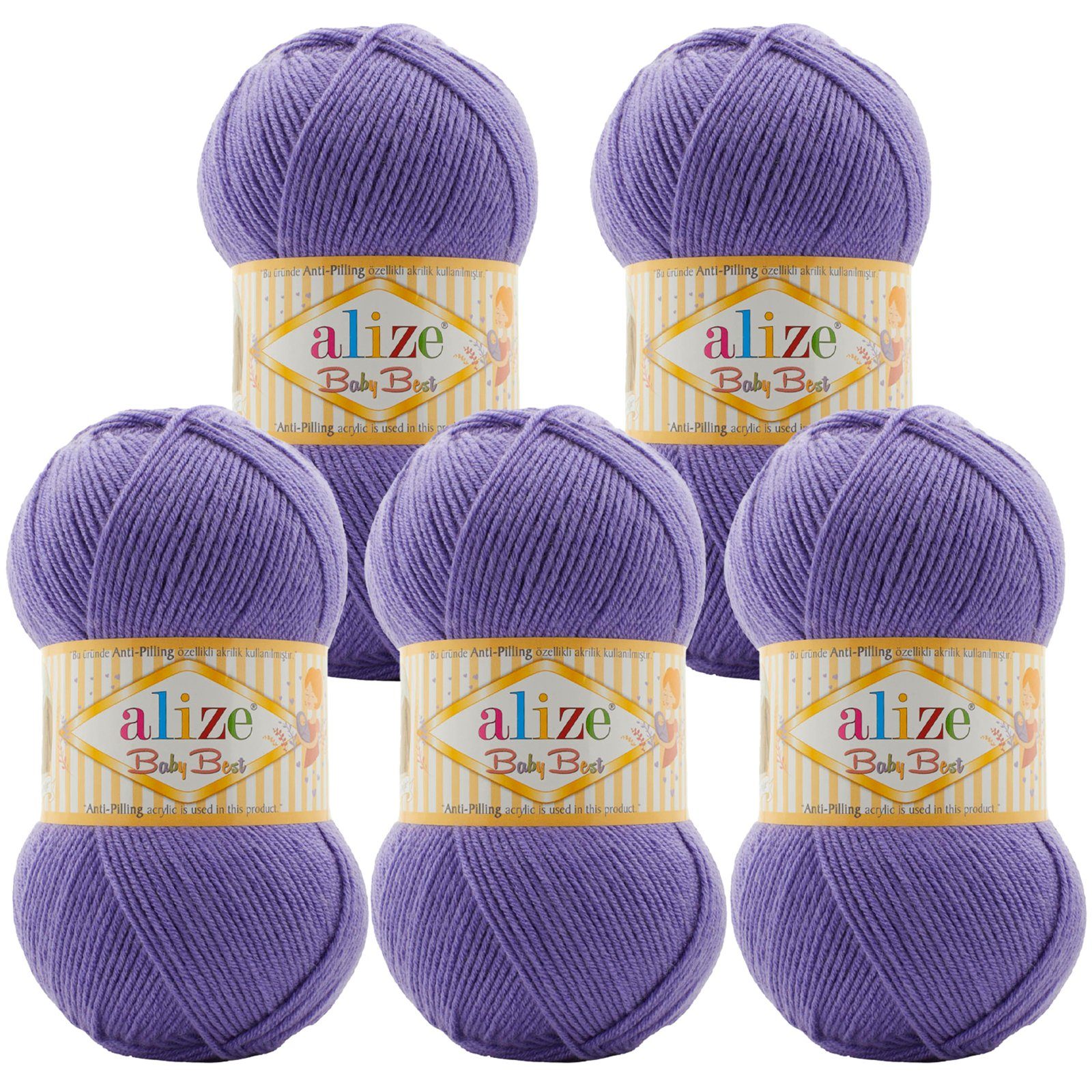 Alize 500g Strickgarn ALIZE Baby Best uni Häkelwolle, 240 m, 851 violett