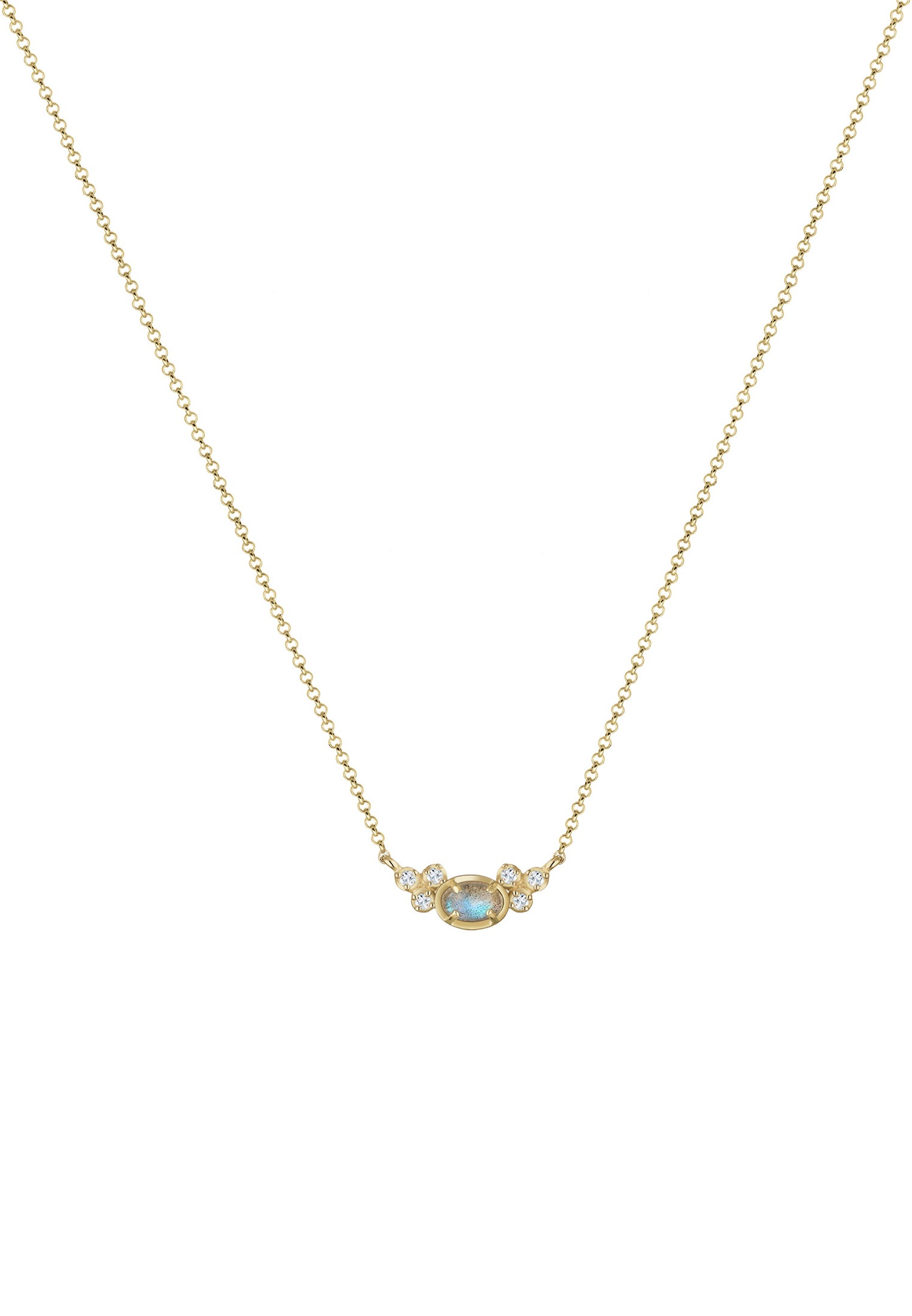 Collana da donna Elli a pois con pietre preziose di topazio e labradorite in argento sterling 925 placcato oro