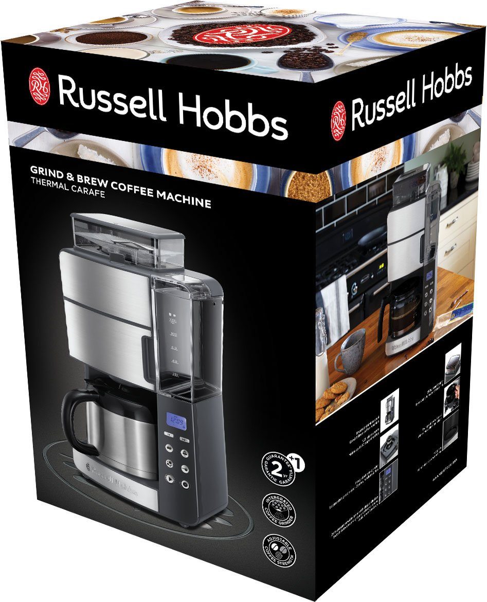 RUSSELL HOBBS Kaffeemaschine mit Mahlwerk Grind & Brew 25620-56, 1,25l Kaffeekanne, Papierfilter 1x4, mit Thermokanne