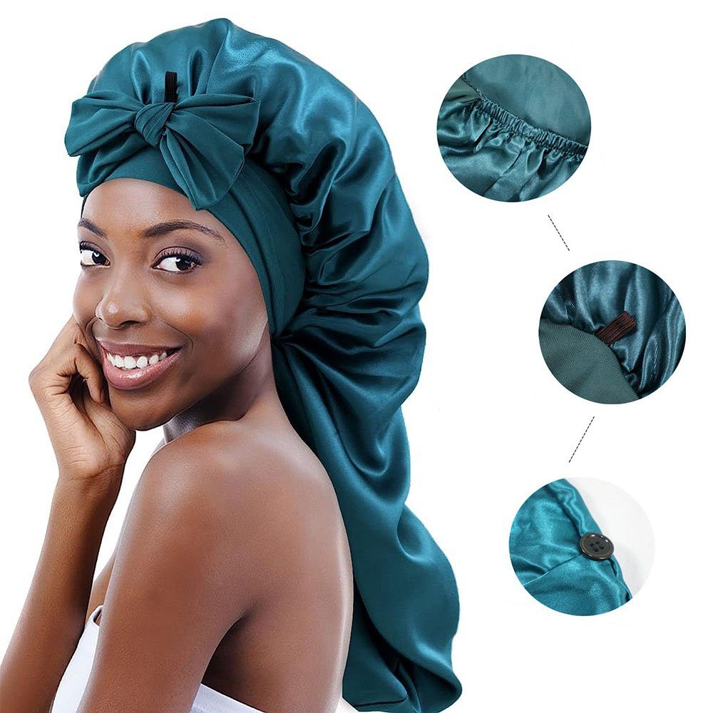 KOMIRO Schlapphut Lange Satin Haarhaube Mädchen seidige Mütze Damen 2 Stück (2-St)