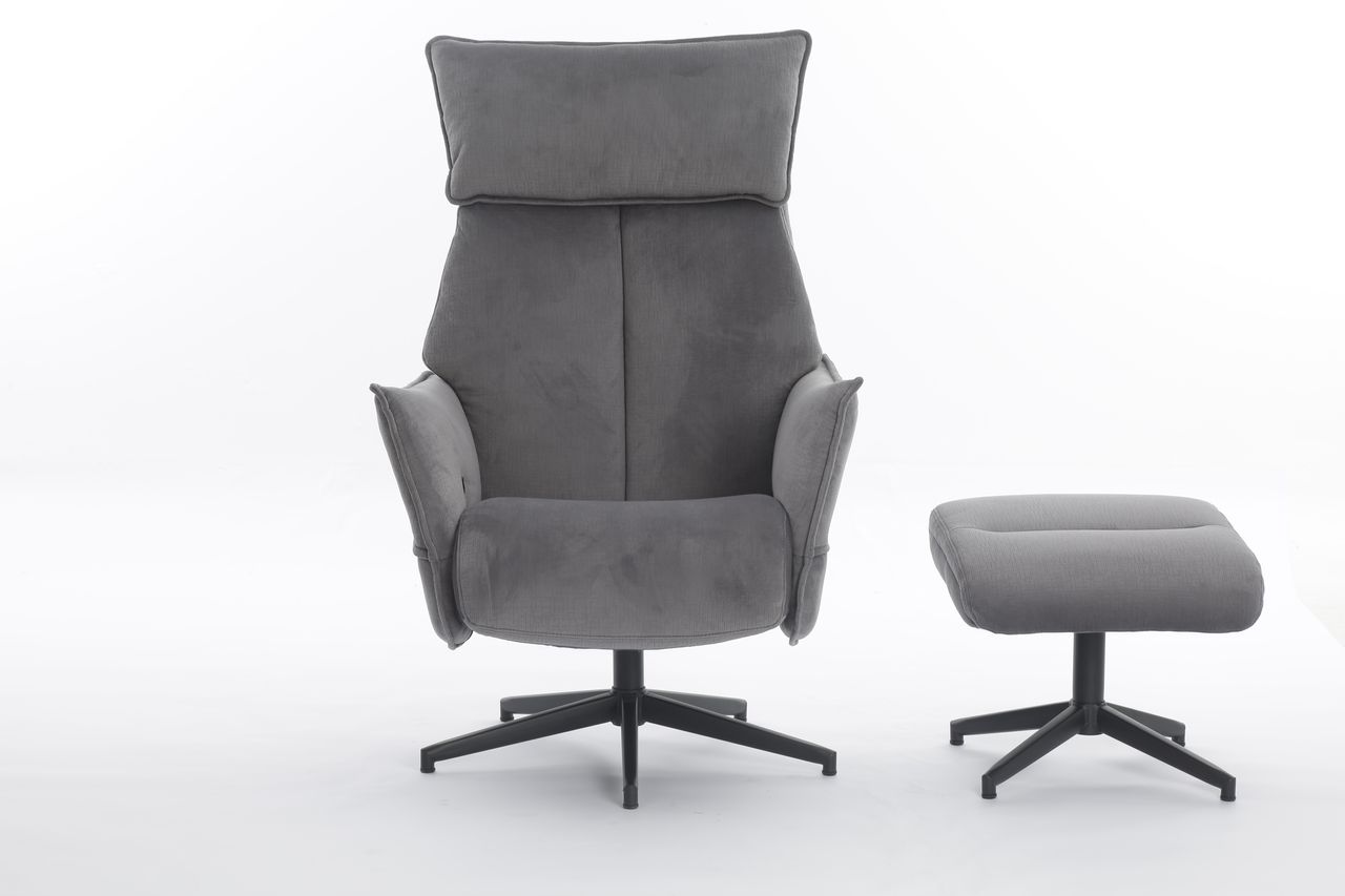 Happy Home Happy Home gepolsteter Relaxsessel mit Hocker HWP60-DGR dunkelgrau