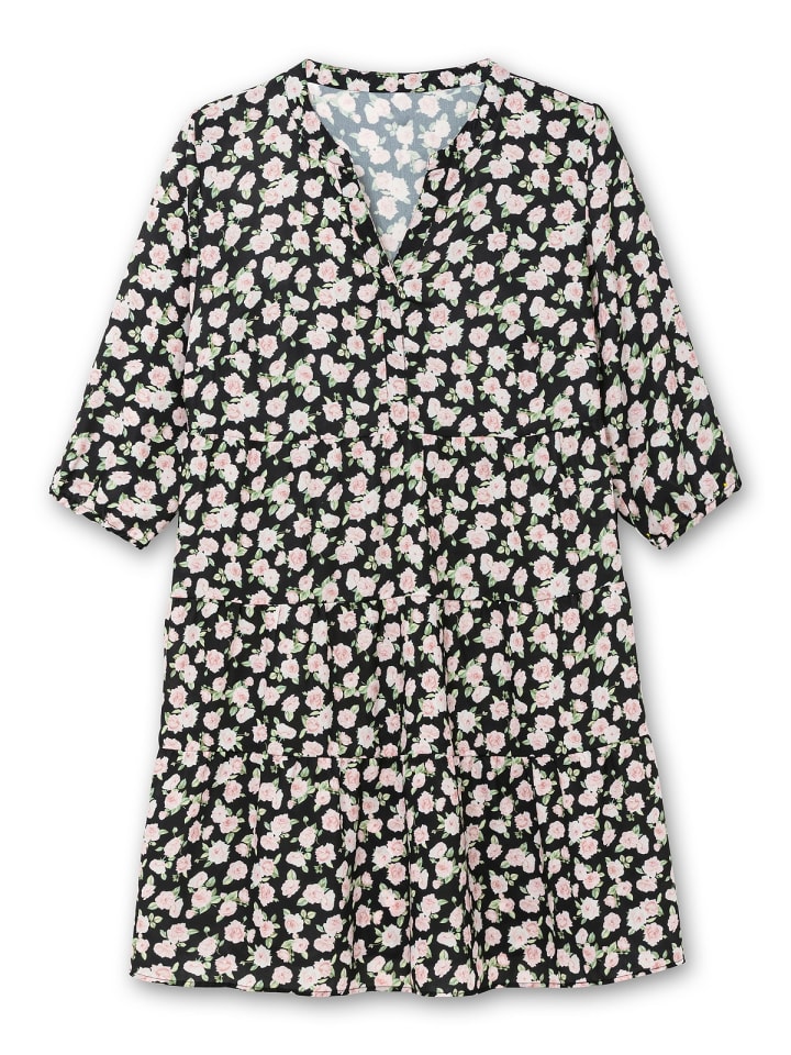 sheego Kurzes Stufenkleid in schwarz gemustert günstig kaufen