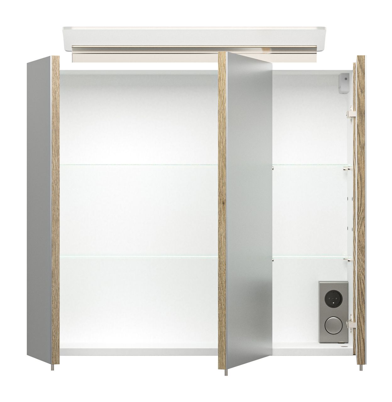 Posseik Spiegelschrank 70 inklusive LED-Acrylglaslampe eiche hell EEK: F