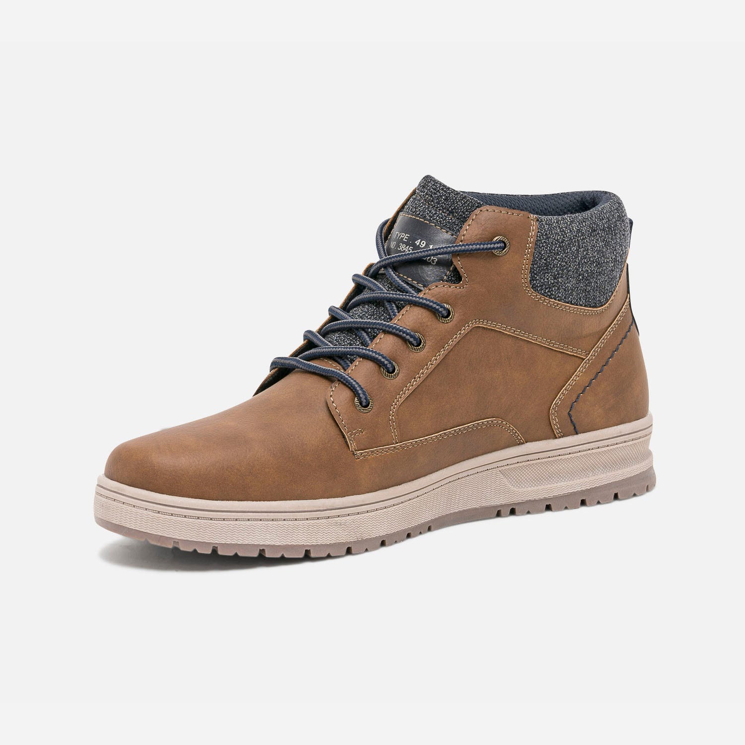 Boots à lacet marron avec col textile