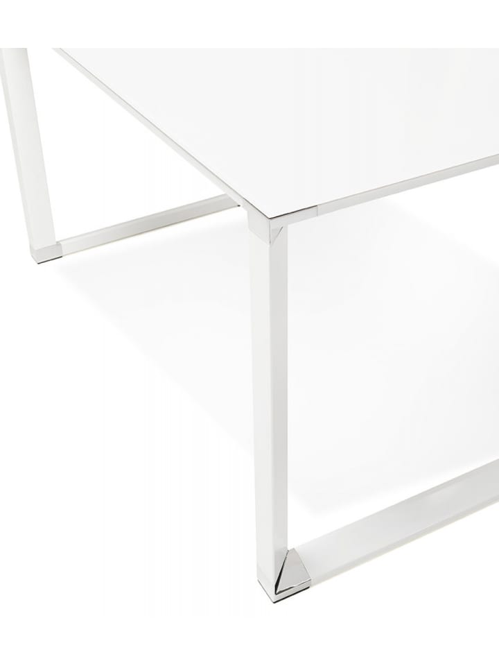 KADIMA DESIGN Gerader Designer Schreibtisch Metall Glas | Minimalistisch in Weiß günstig kaufen