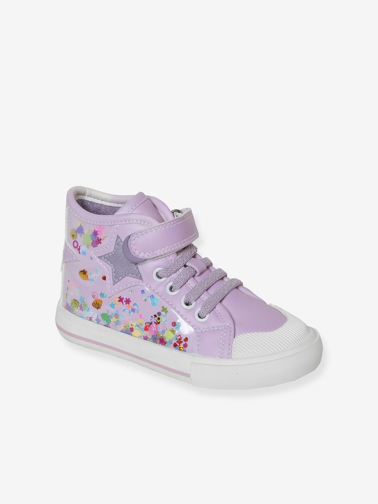 Baskets montantes fille coloris changeants collection maternelle lilas