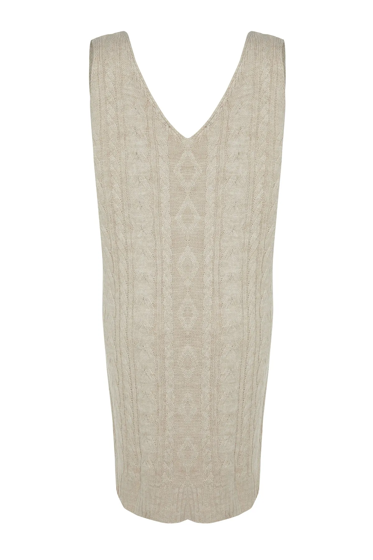 Trendyol Collection  Stone Mini-Strickkleid mit Flechtmuster TWOAW24EL00097