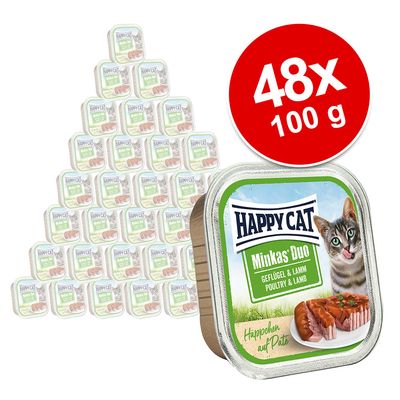 Happy Cat Minkas Duo Häppchen auf Paté Schälchen 48 x 100 g
