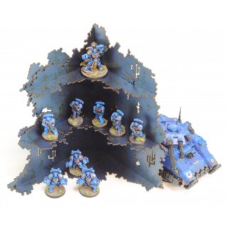 Large L-shaped Necrotek Ruin 1 (Blued Steel)