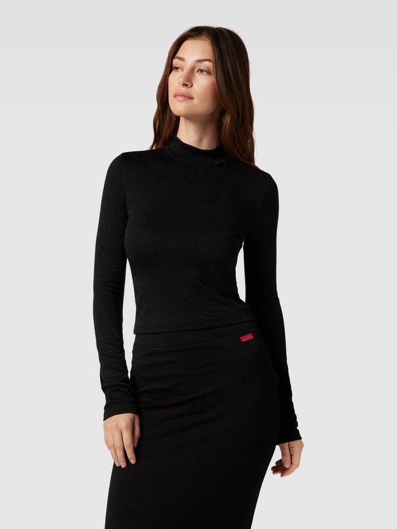 Longsleeve mit Stehkragen Modell 'Dartemis' in schwarz