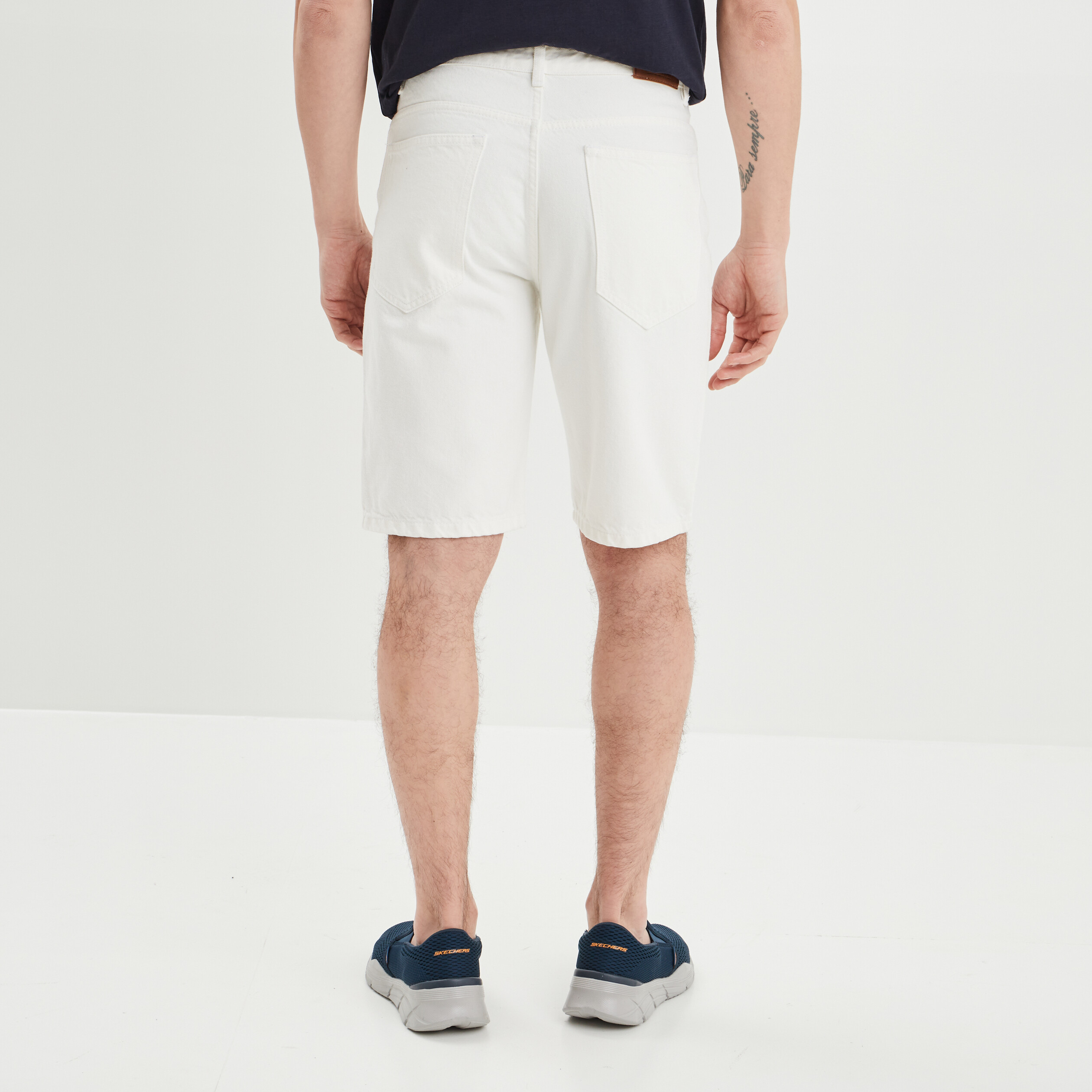 Bermuda droit 5 poches en jean Creeks denim blanc homme | La Halle