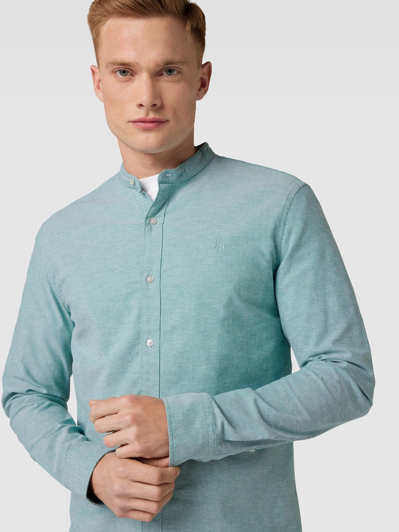 Freizeithemd mit Label-Stitching in apfelgrün