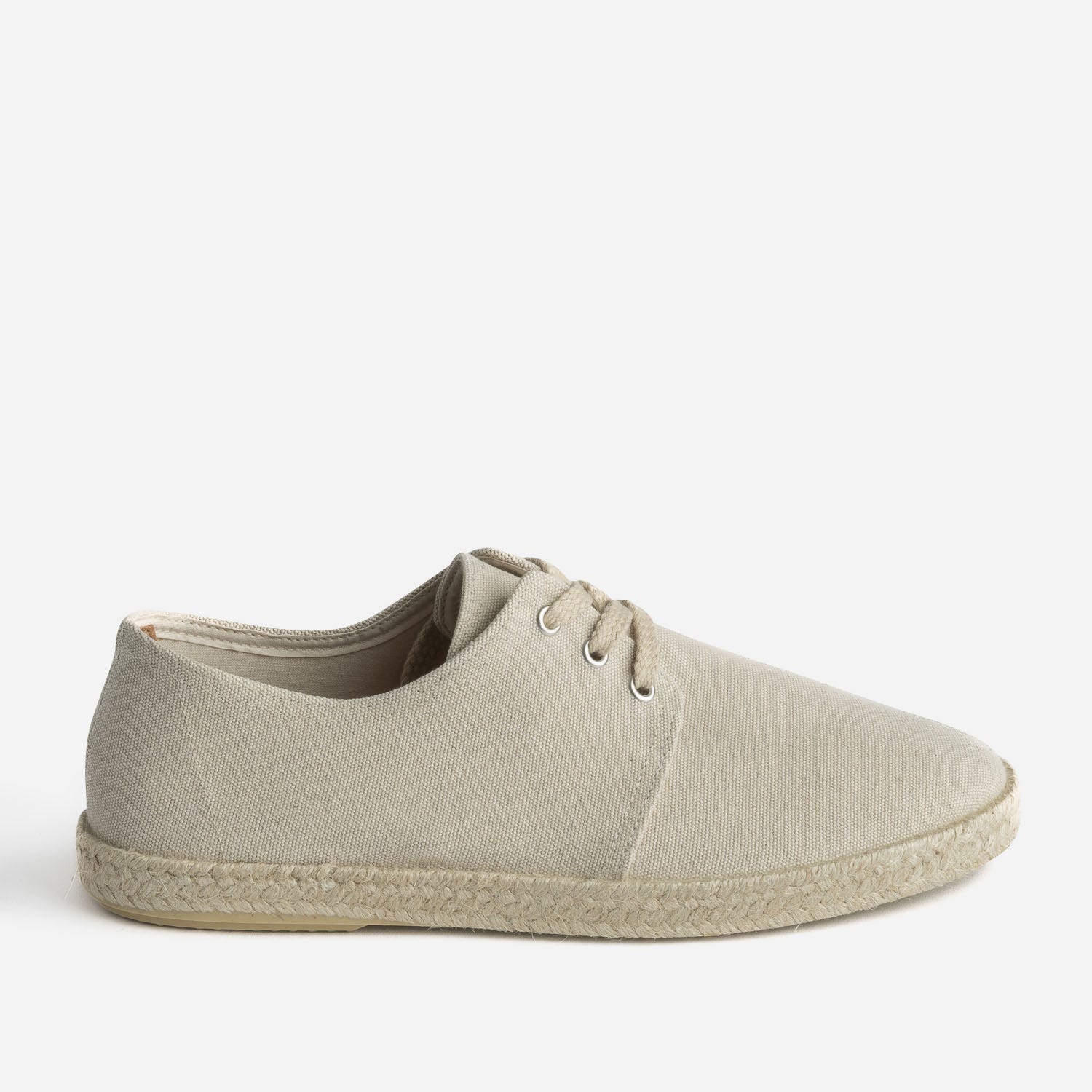 Espadrille beige en toile à lacet