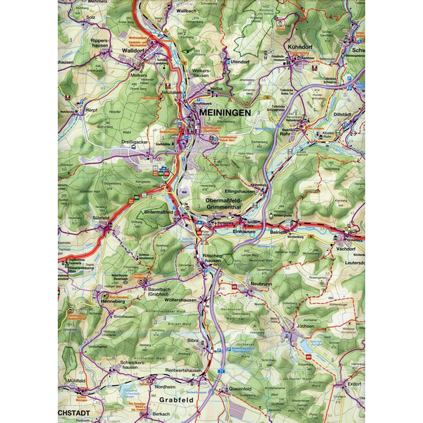 Meiningen Südthüringen Fahrradkarte 1 : 75 000 - Fahrradkarte