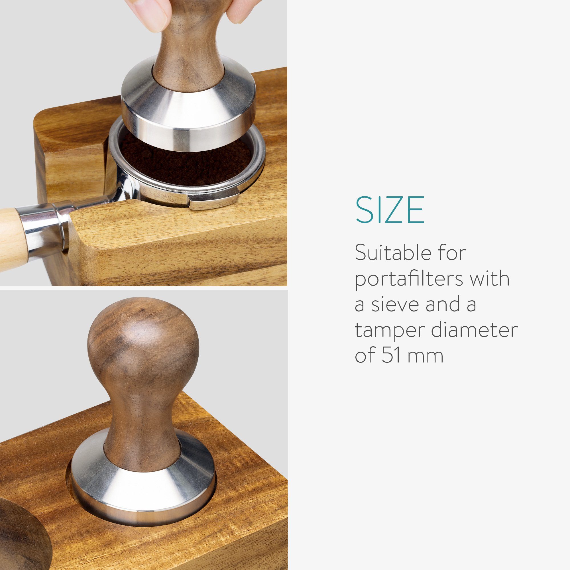 Navaris Kaffeebereiter Tamperstation 51mm/58mm - Holz Tamper Station für Siebträger