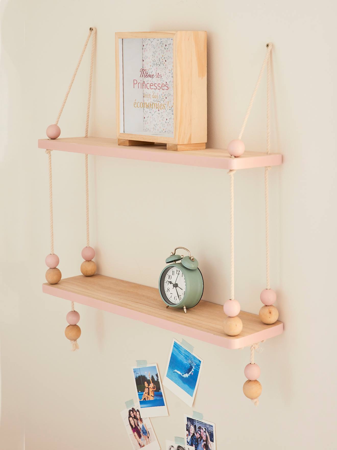 Vertbaudet Kinderzimmer Hängeregal MACARON, Holz und Seil - natur