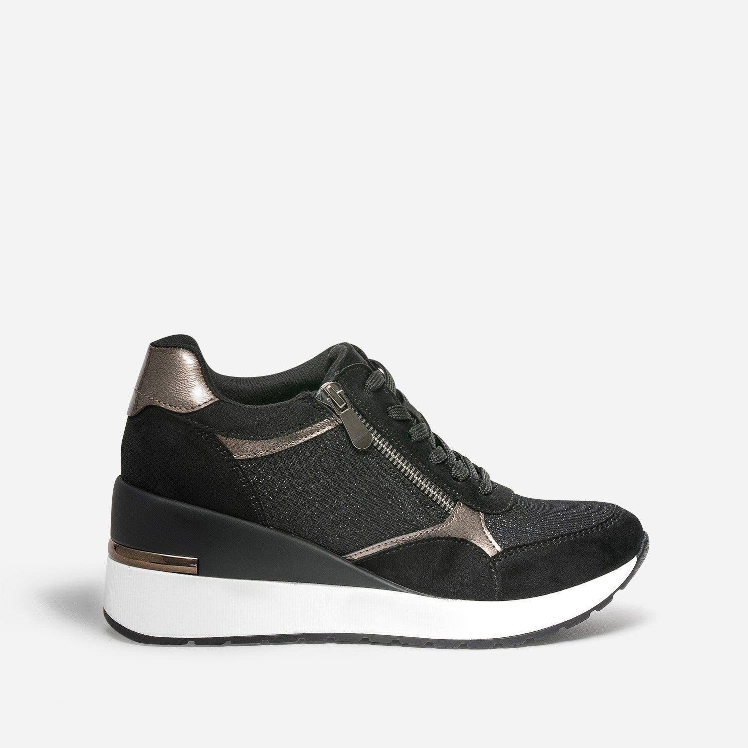 Tennis compensée noire détails bronze