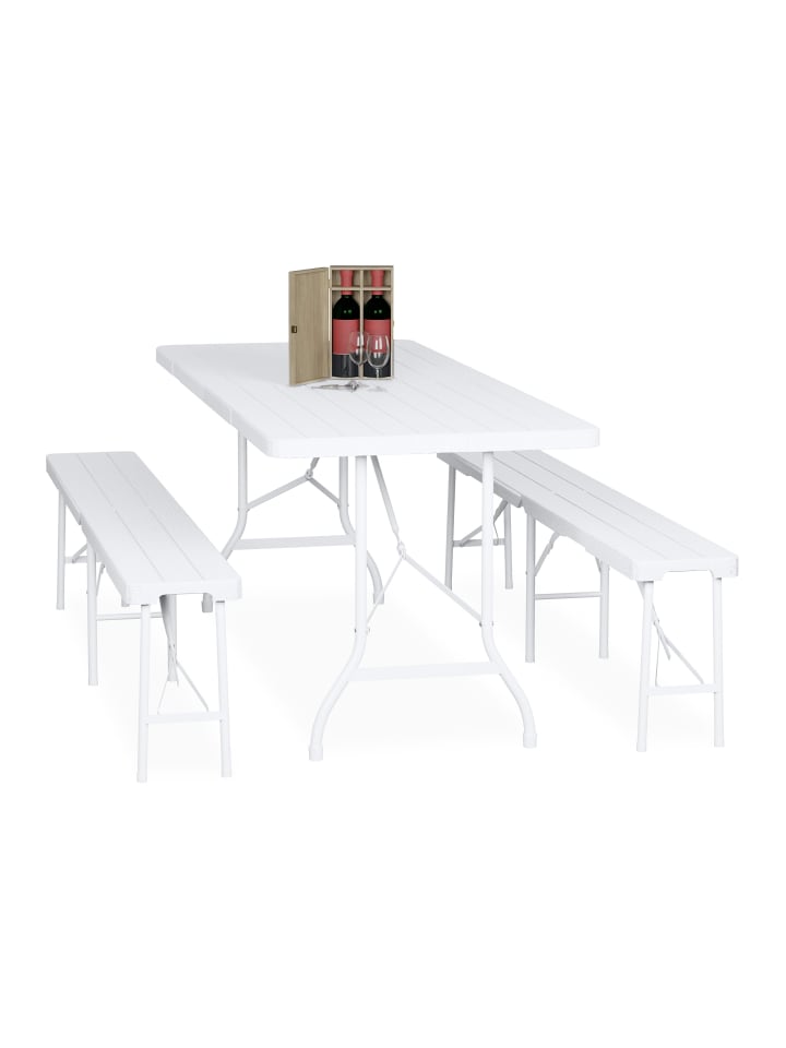 relaxdays 3-tlg. Bierzeltgarnitur in Weiß günstig kaufen onesize