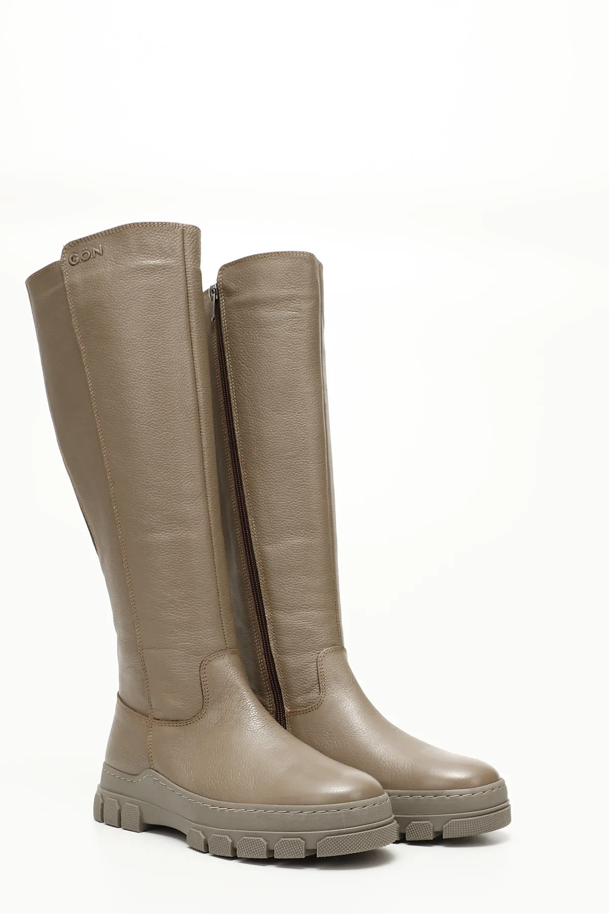 GÖNDERİ(R)  MINK FLOTER Damen-Tagesstiefel aus echtem Leder mit runder Zehenpartie, Keilabsätzen und Reißverschluss 47521