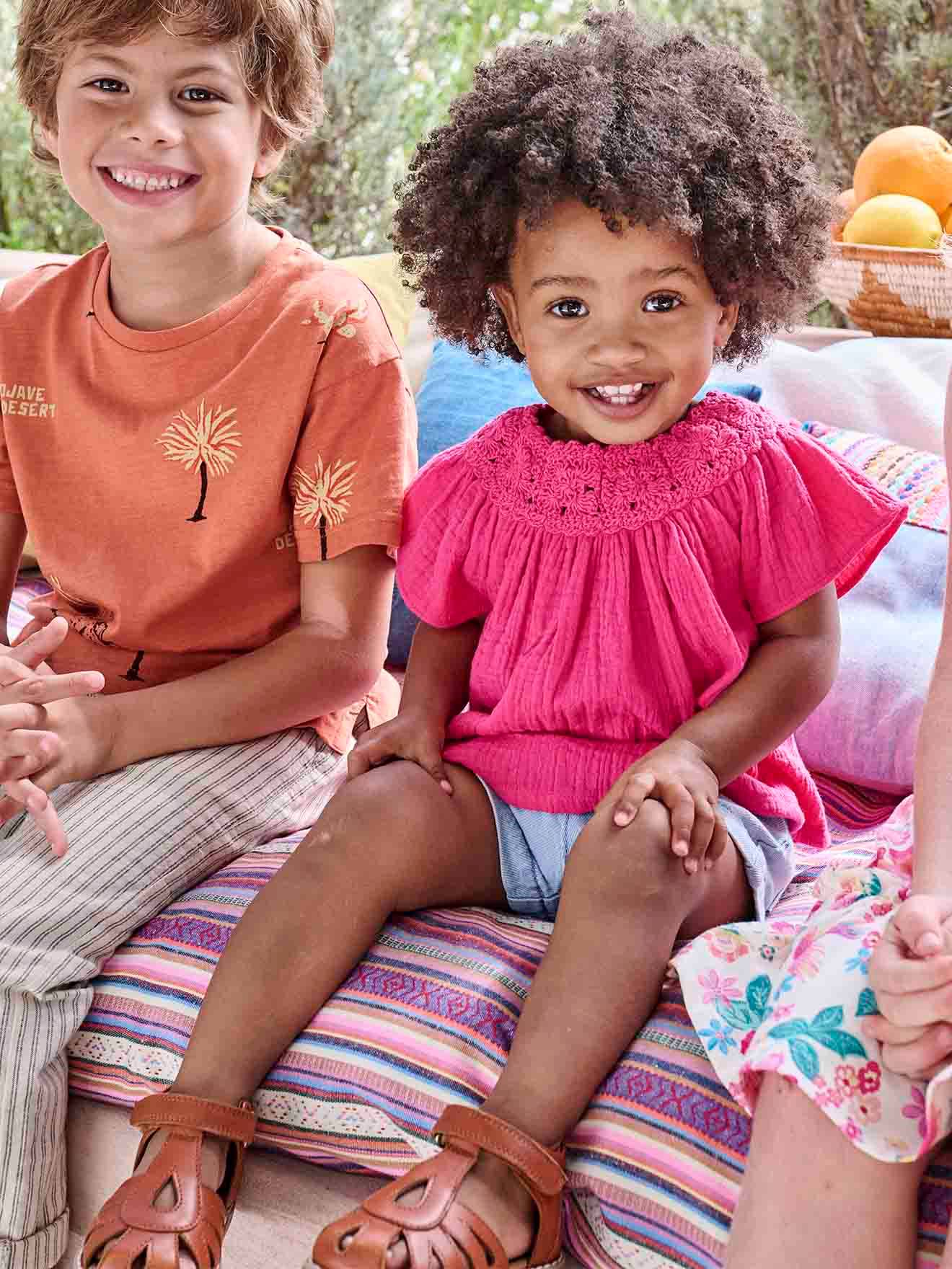 Vertbaudet Mädchen Baby Bluse mit Häkelspitze - fuchsia