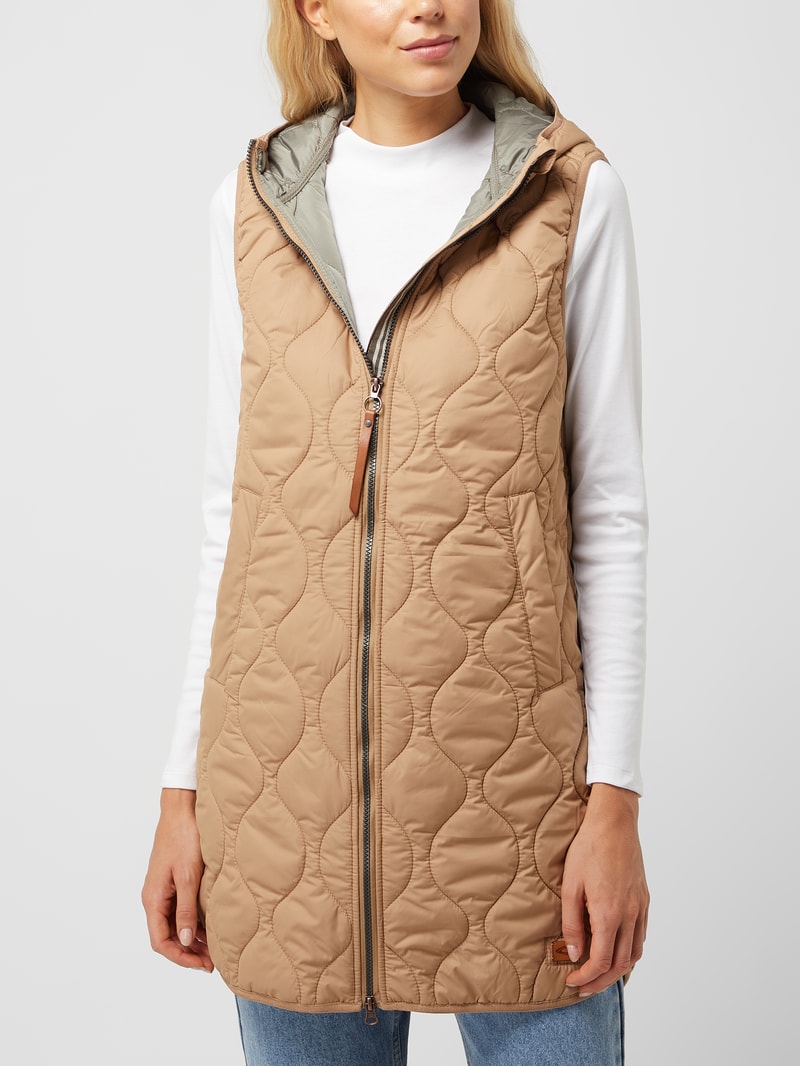 Steppweste mit Kapuze in camel