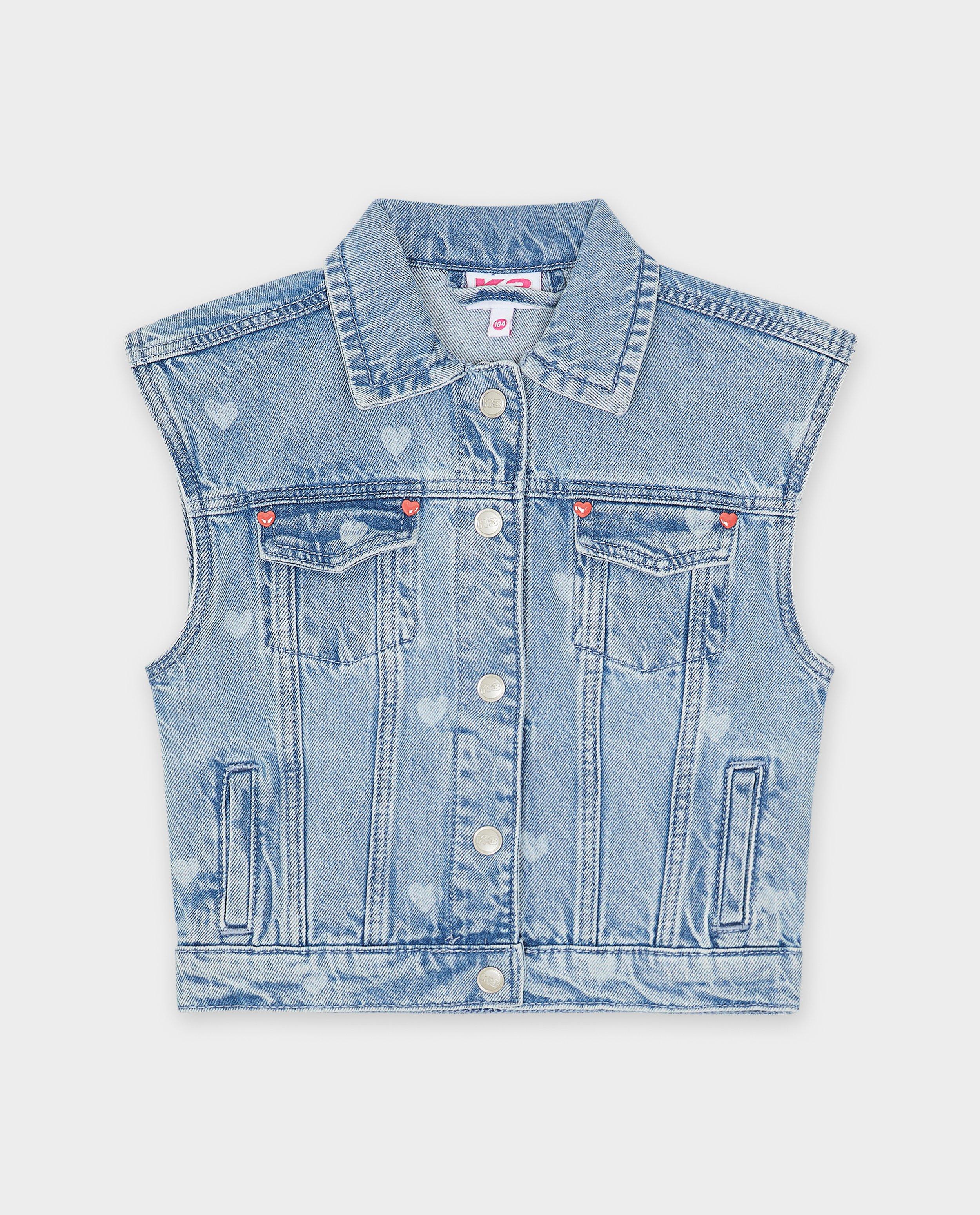 Cardigan din denim K3 cu inimioare K3 Cei trei purceluși albaștri