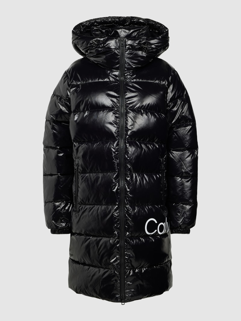 Steppmantel mit Kapuze in black