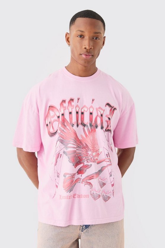 Oversize T-Shirt mit Tauben-Print