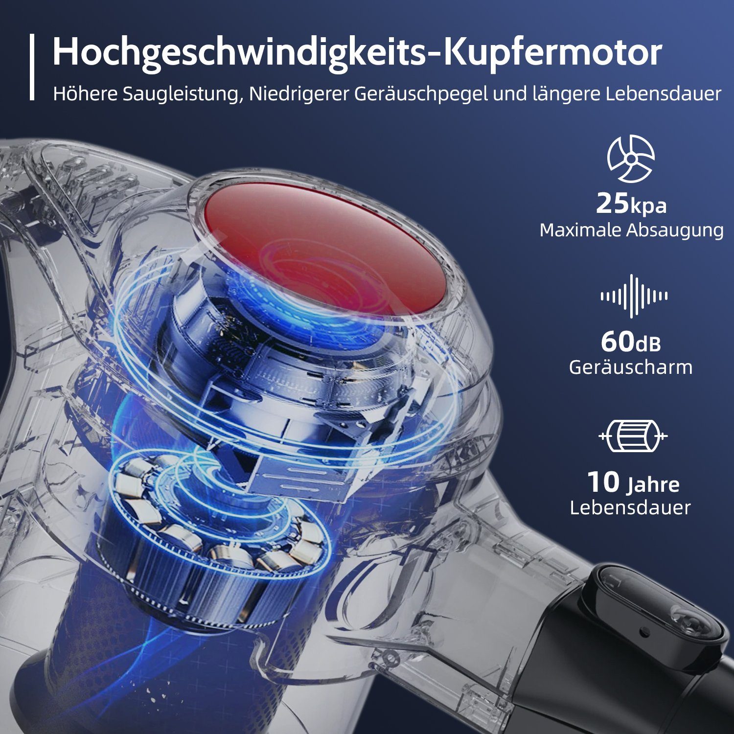*Aiibot Akku-Stielstaubsauger Akku Staubsauger, Staubsauger Kabellos mit 25000PA Saugleistung, kabelloser Staubsauger bis zu 50 Min, 1.3L Staubbehälter, für Auto, Tierhaare, Zuhause, Küche