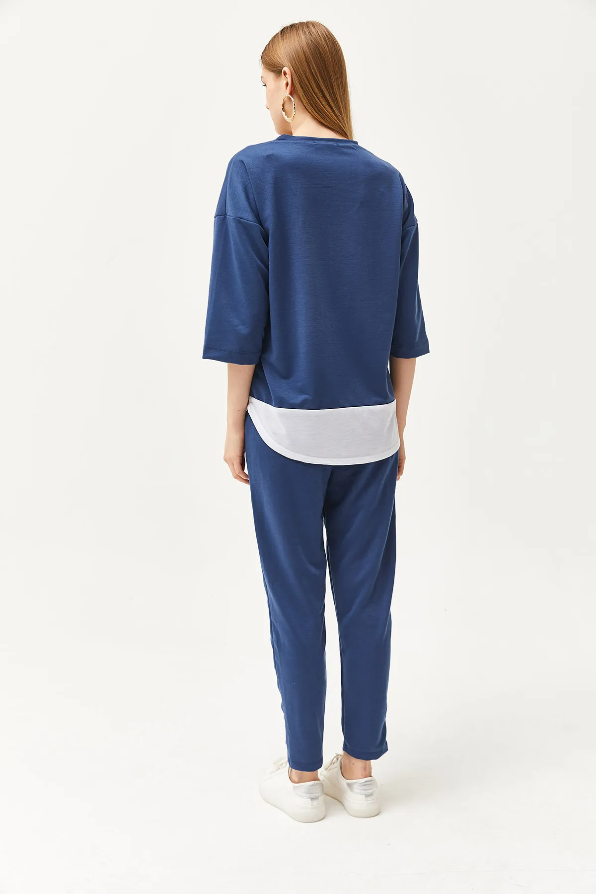 Olalook  Indigo-garniertes Oberteil- und Unterteil-Set für Damen TKM-19000274