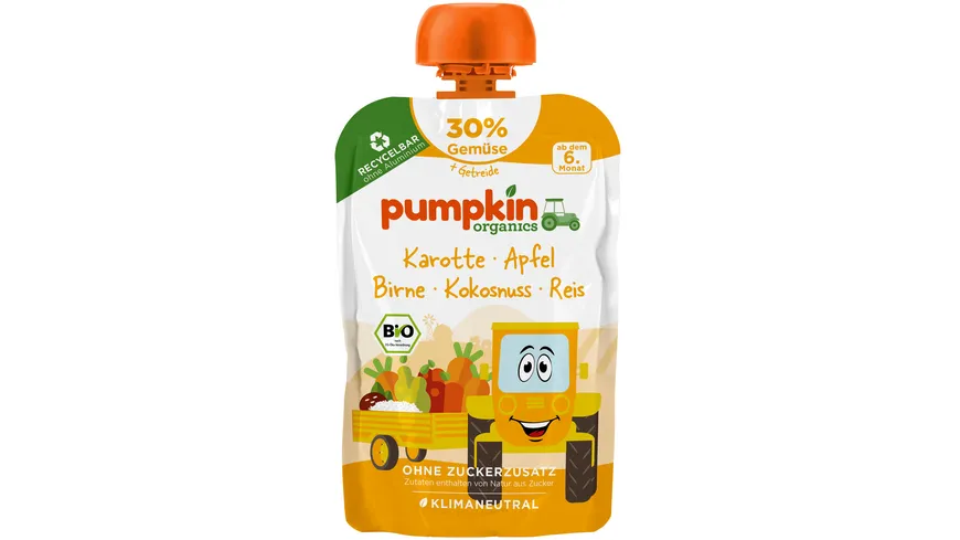 pumpkin organics Bio Quetschie Karotte, Apfel, Birne, Kokos, Reis 100 g