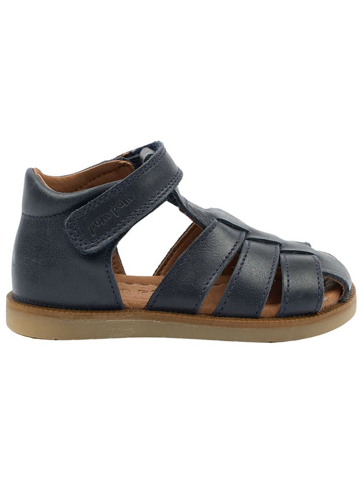 POM POM Leder-Halbsandalen in Dunkelblau günstig kaufen