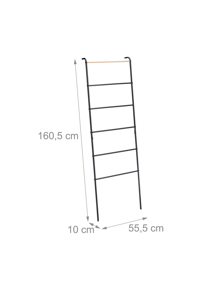 relaxdays Handtuchleiter in Schwarz - (B)55,5 x (H)160,5 x (T)10 cm günstig kaufen onesize