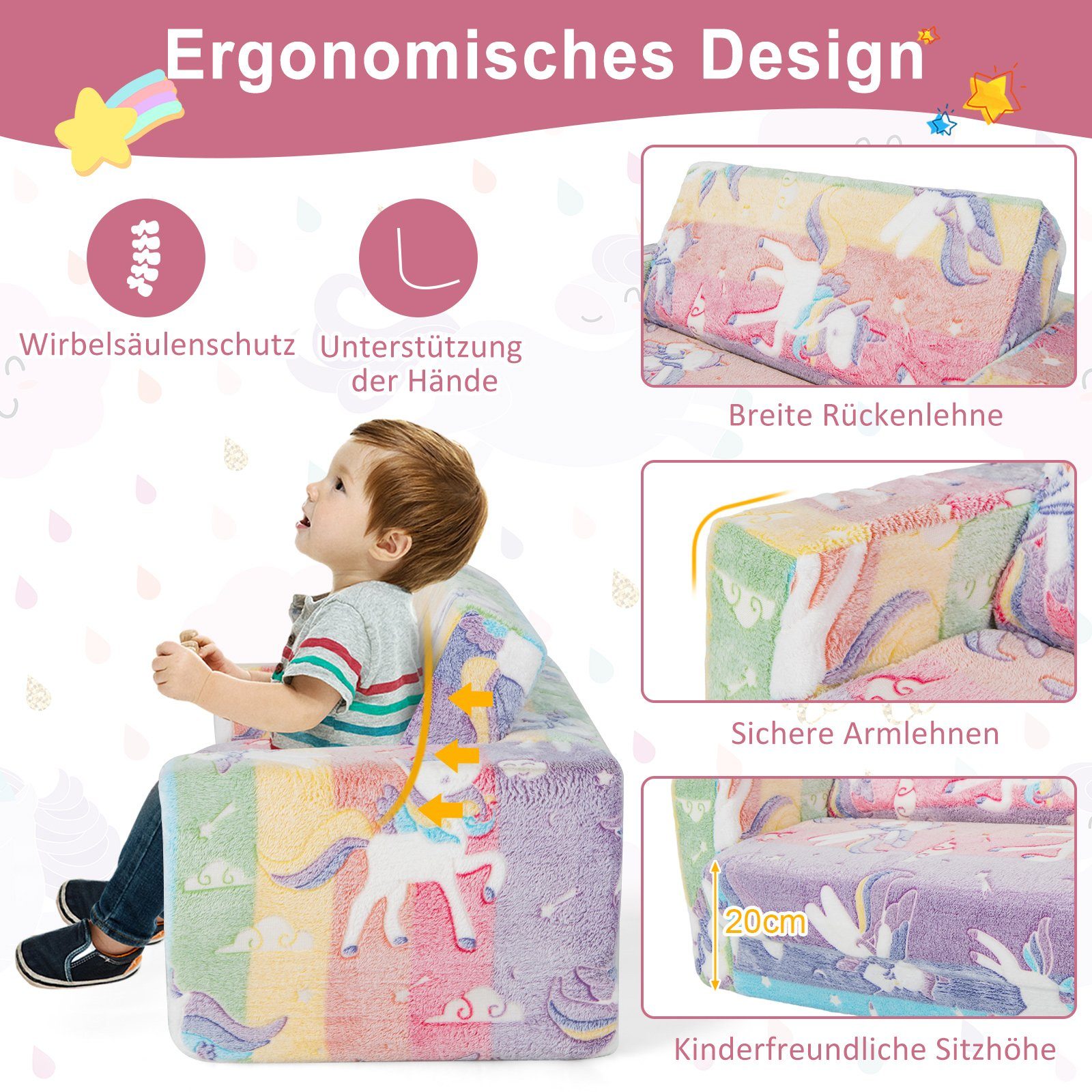 COSTWAY Kindersofa Kindersessel, im Dunkeln Leuchtend