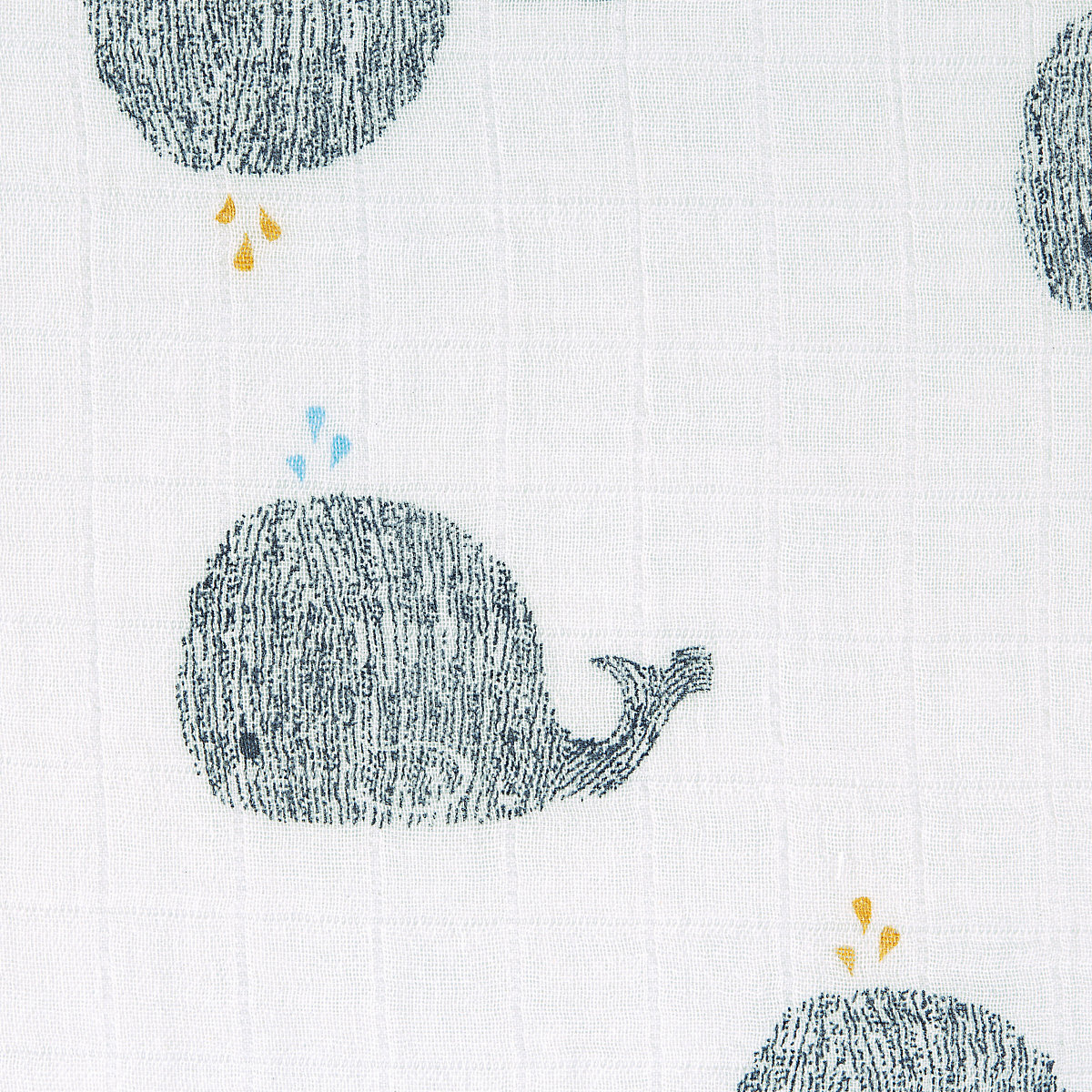 Mulltuch/Einschlagdecke Little Water Whale blue, 120 x 120 cm, 2 Stück