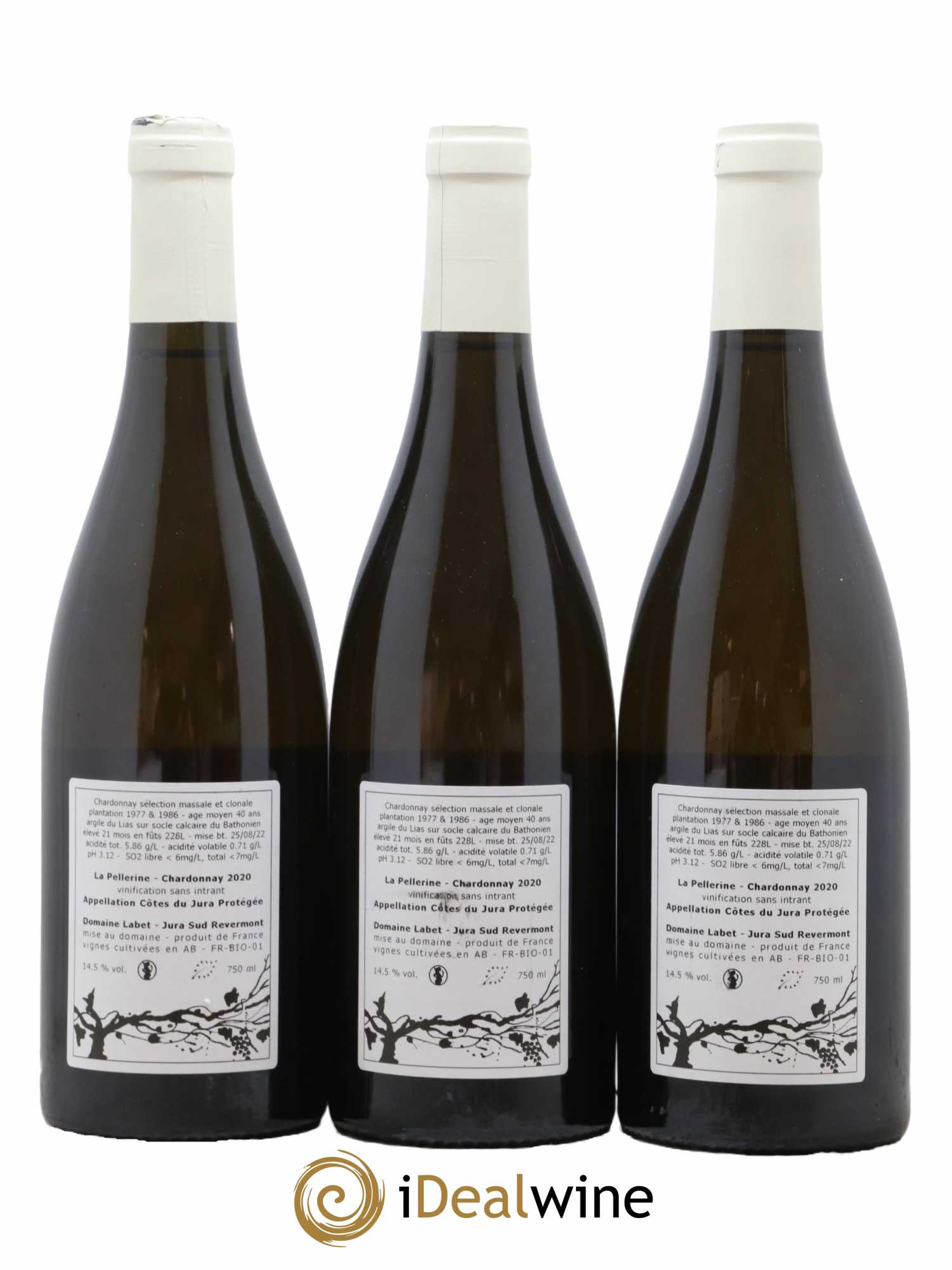 Côtes du Jura Chardonnay La Pellerine Labet 2020 - Lot de 3 Bouteilles