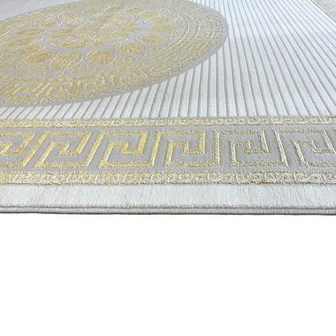 Teppich Orientalischer Designerteppich mit glänzendem Ornament in weiß-gold, Teppich-Traum, rechteckig, Höhe: 8 mm