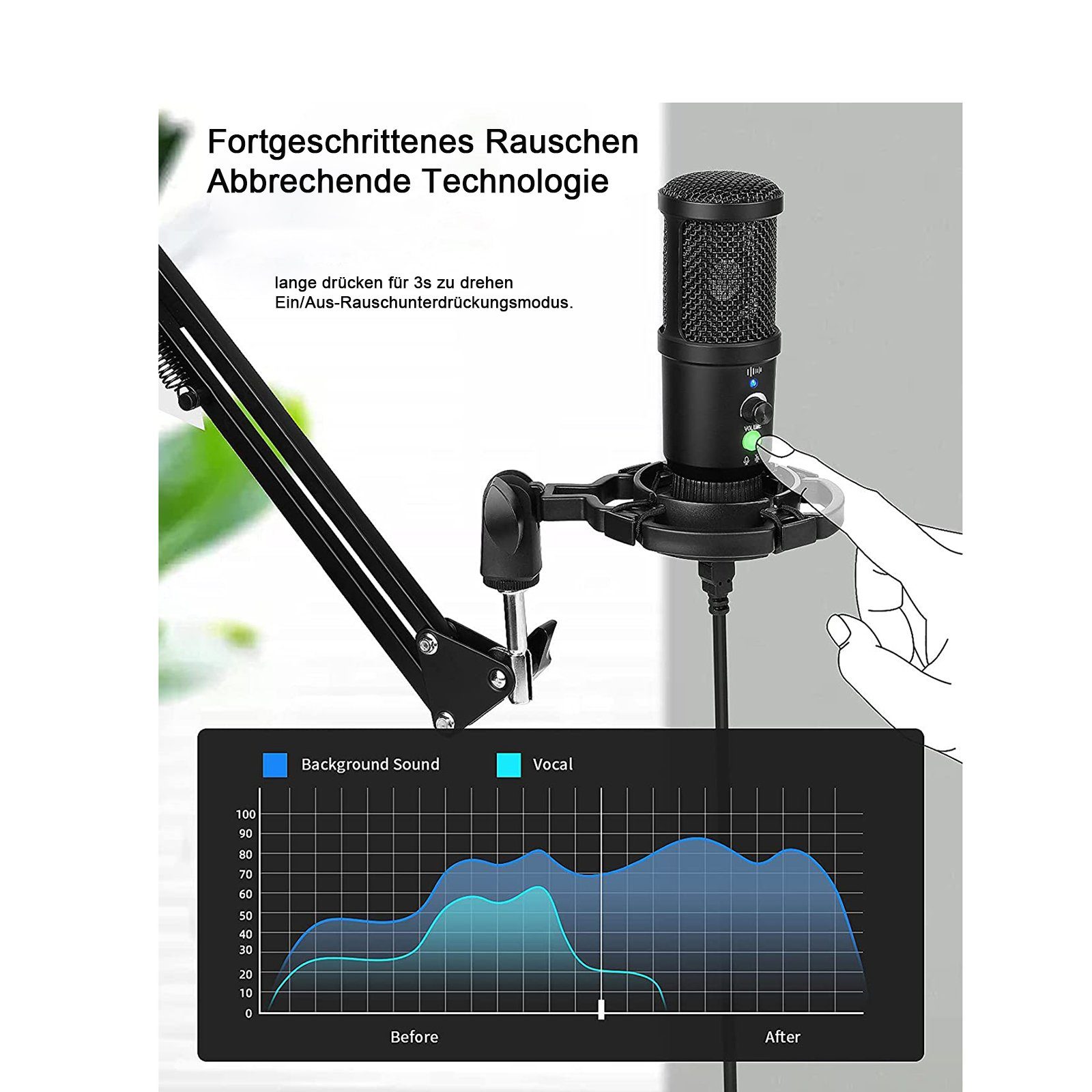 iceagle Mikrofon USB Mikrofon Kondensator Microphone Kit Nierencharakteristik