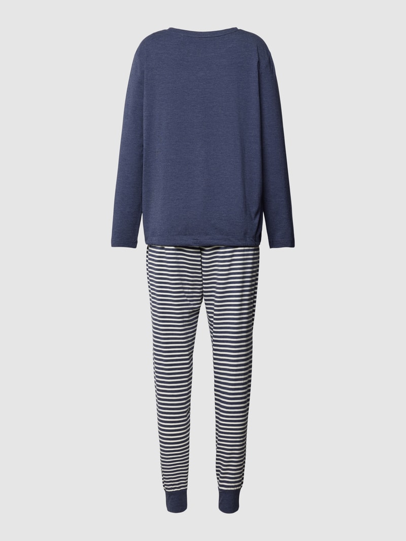 Pyjama mit Streifenmuster Modell 'MODERN STRIPES' in dunkelblau