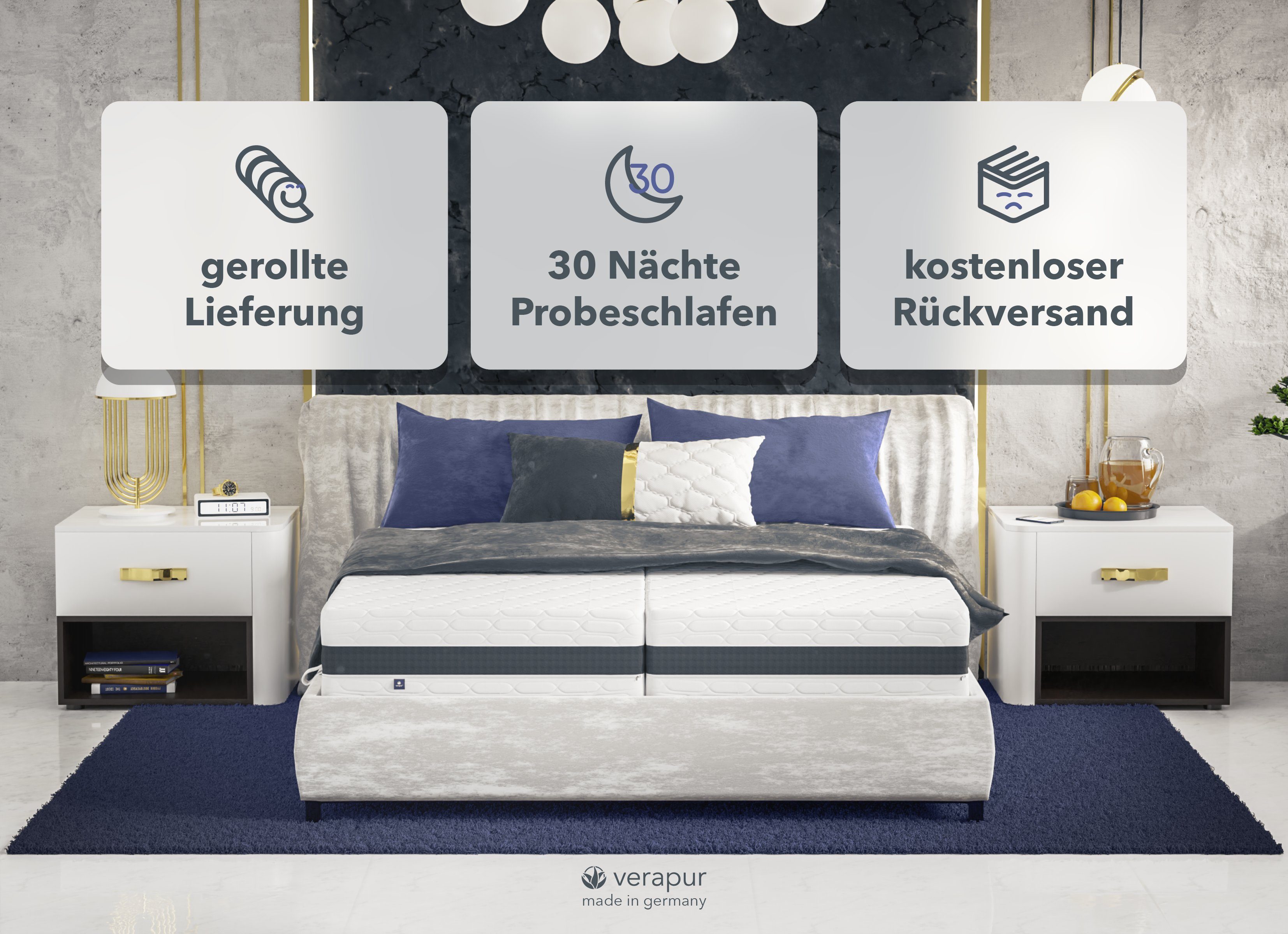 Taschenfederkernmatratze King Ortho Luxe Hypersoft, verapur, 30 cm hoch, Partnermatratze, für verstellbare Lattenroste