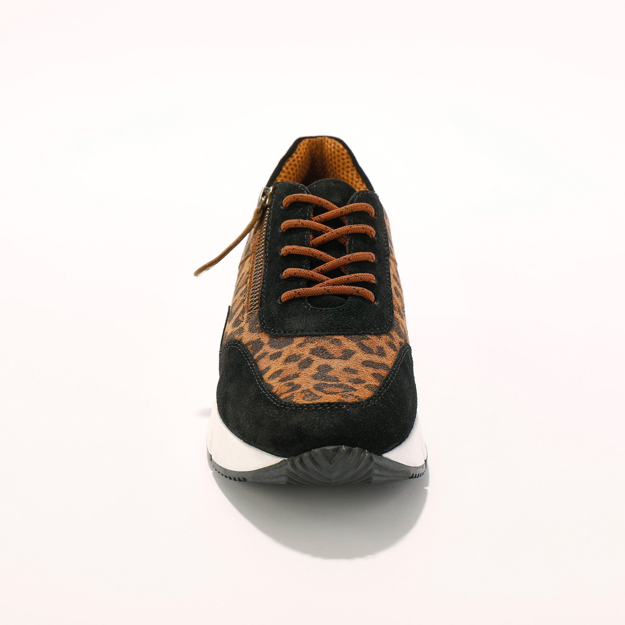 Baskets style running zippées en cuir bimatière