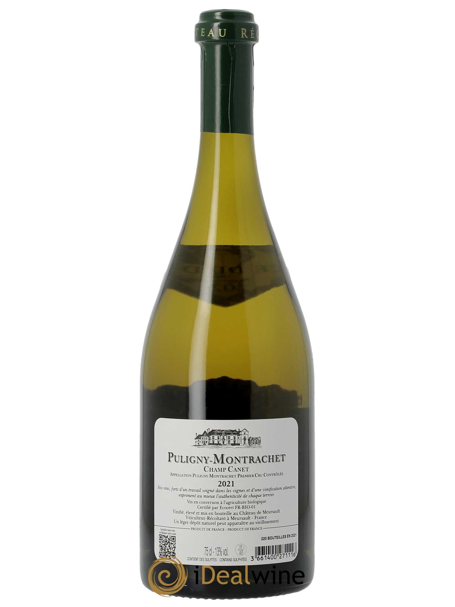 Puligny-Montrachet 1er Cru Champ Canet Château de Meursault  2021 - Lot de 1 Bouteille