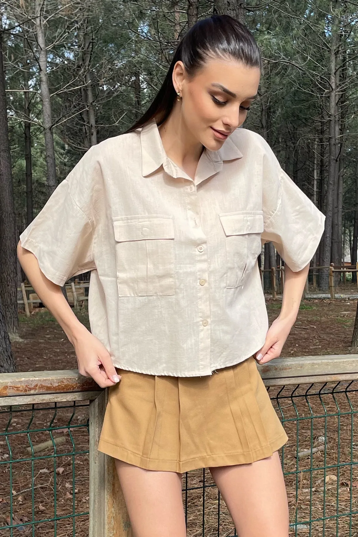 Trend Alaçatı Stili  Hemd - Beige - Regular Fit